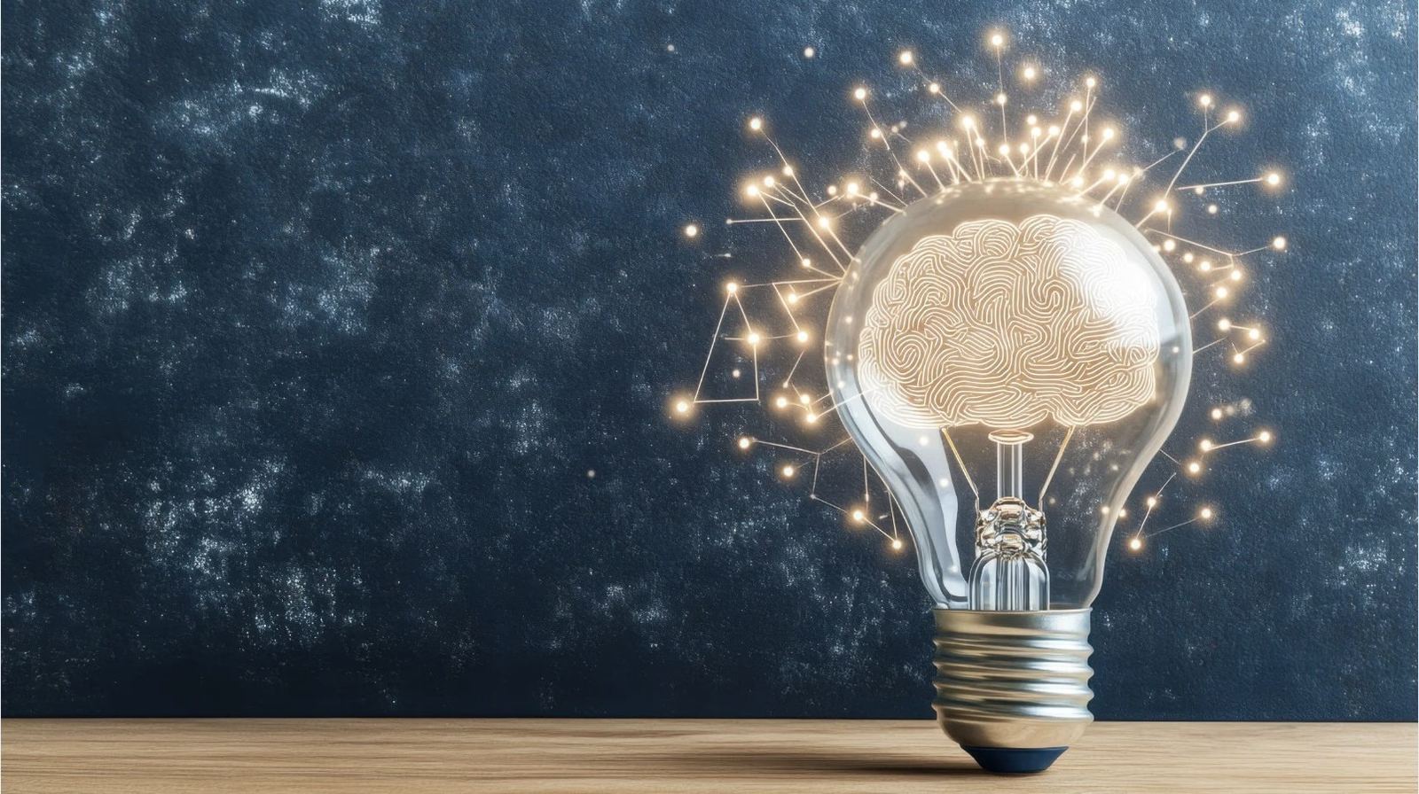 Illustration of a lightbulb containing a glowing brain, representing an ADHD mind